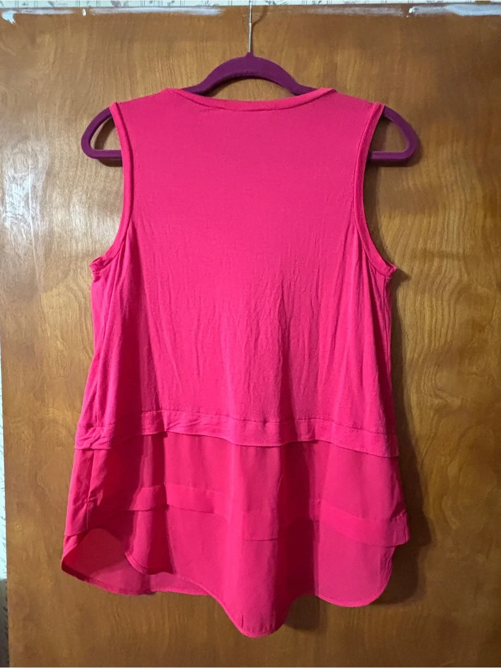 Sleeveless Layered Pink Women's Tank Top Size M